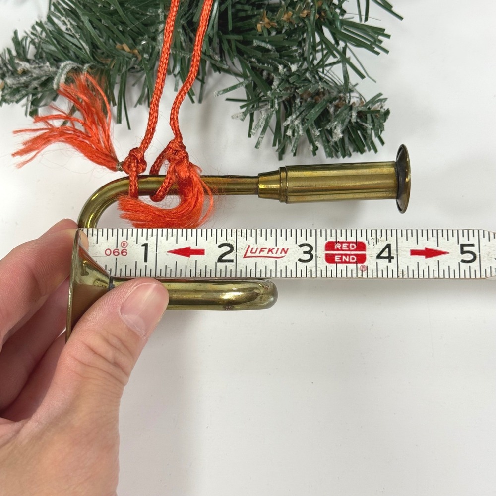 Vintage Brass Horn Christmas Ornaments Set of 2 French Horn Trumpet Musical - Picture 7 of 7